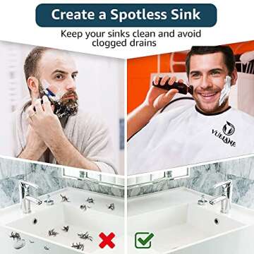 VUELANE Beard Bib Beard Apron, Beard Bib Hair Catcher for Men Shaving, Non-Stick Beard Bib Apron for Men with Strong Suction Cups, Gifts for Men Husband, Grooming Kit for Men - White