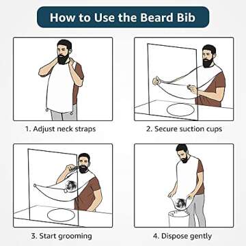 VUELANE Beard Bib Beard Apron, Beard Bib Hair Catcher for Men Shaving, Non-Stick Beard Bib Apron for Men with Strong Suction Cups, Gifts for Men Husband, Grooming Kit for Men - White