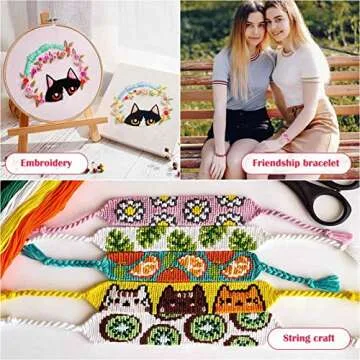 PAXCOO 488Pcs String Bracelet Making Kit, Friendship Bracelet String Kit with 50 Skeins Embroidery F...