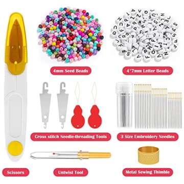 PAXCOO 488Pcs String Bracelet Making Kit, Friendship Bracelet String Kit with 50 Skeins Embroidery Floss Cross Stitch Thread, 400Pcs Friendship Bracelet Beads, 37Pcs Embroidery Tools