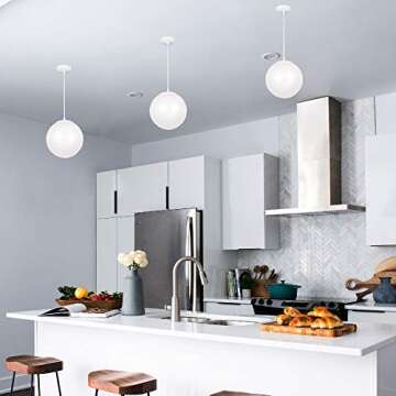 Sea Gull Lighting 6018-15 Leo - Hanging Globe One-Light Pendant Hanging Modern Light Fixture, White ...