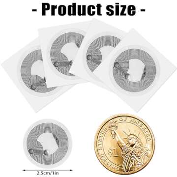 60Pcs NFC Tags Adhesive NFC Stickers Chip Rewritable Ntag 215 NFC Tags 504 Bytes Compatible with Tag...