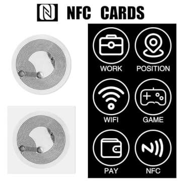 60Pcs NFC Tags Adhesive NFC Stickers Chip Rewritable Ntag 215 NFC Tags 504 Bytes Compatible with TagMo and Amiibo and NFC Enabled Mobile Phones Devices