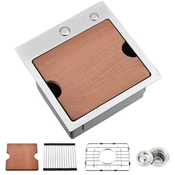 VASOYO 18-Inch Drop-In Bar Sink Workstation - Stainless Steel, Stylish Design for Efficient Cooking