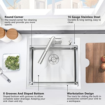 18 Inch Bar Sink Drop-In Workstation VASOYO Elegant Design
