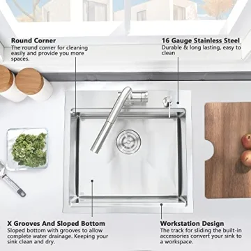 18 Inch Bar Sink Drop-In Workstation VASOYO Elegant Design