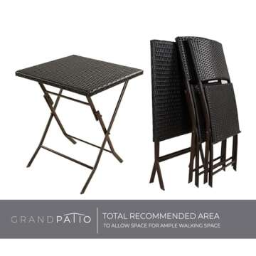 Grand patio Parma 3-Piece Wicker Patio Bistro Set Outdoor Furniture Set Folding Bistro Chairs and Table - Brown