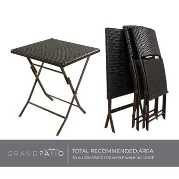 Grand patio Parma 3-Piece Wicker Patio Bistro Set Outdoor Furniture Set Folding Bistro Chairs and Table - Brown
