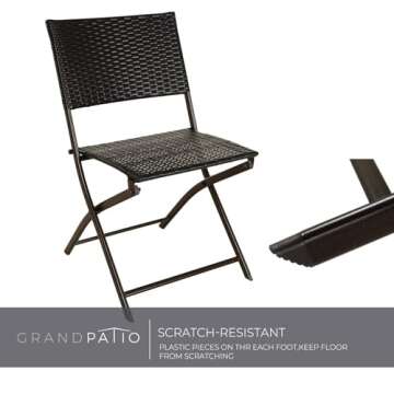 Grand patio Parma 3-Piece Wicker Patio Bistro Set Outdoor Furniture Set Folding Bistro Chairs and Table - Brown