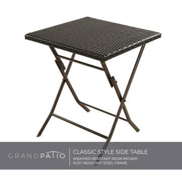 Grand patio Parma 3-Piece Wicker Patio Bistro Set Outdoor Furniture Set Folding Bistro Chairs and Table - Brown