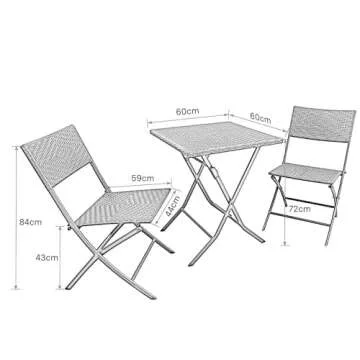 Grand patio Parma 3-Piece Wicker Patio Bistro Set Outdoor Furniture Set Folding Bistro Chairs and Table - Brown