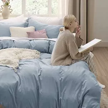 Bedsure Mineral Blue Duvet Cover Soft Queen Size Set