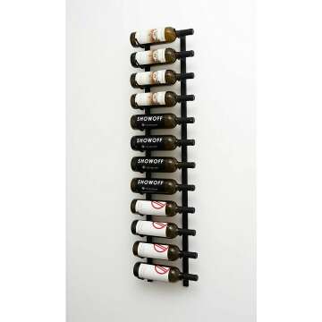 Wall Mounted Wine Rack for 12 Bottles - Matte Black