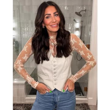 Elegant Wyeysyt Women's Sheer Mesh Long Sleeve Blouse