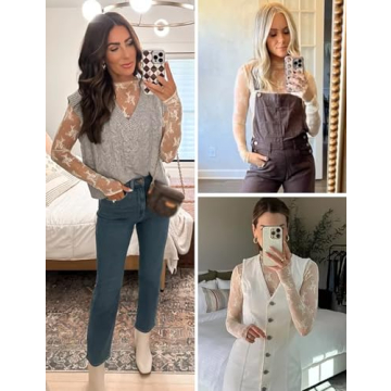 Elegant Wyeysyt Women's Sheer Mesh Long Sleeve Blouse