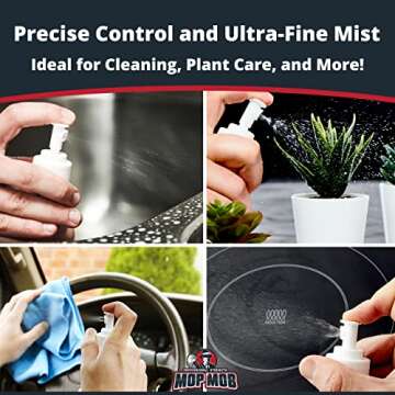 Leak Proof Fine Mist Spray Head 6 Pk. Plunger Sprayer Replacement Cap for Large Bottles, BPA-free 24/410 Thread Fingertip Pump Mister Top with 9.25 in. Tube for Home, Cleaning, Beauty + Hair Care