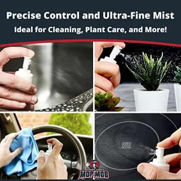 Leak Proof Fine Mist Spray Head 6 Pk. Plunger Sprayer Replacement Cap for Large Bottles, BPA-free 24/410 Thread Fingertip Pump Mister Top with 9.25 in. Tube for Home, Cleaning, Beauty + Hair Care