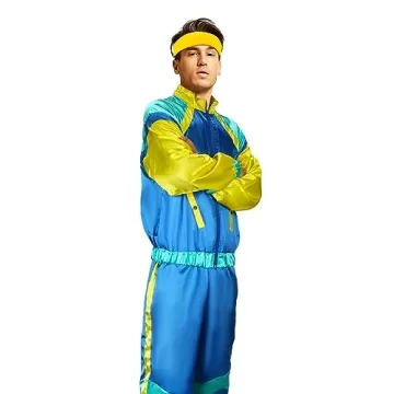 NIHONCOS Men 80s Party Costume Retro Tracksuit Set