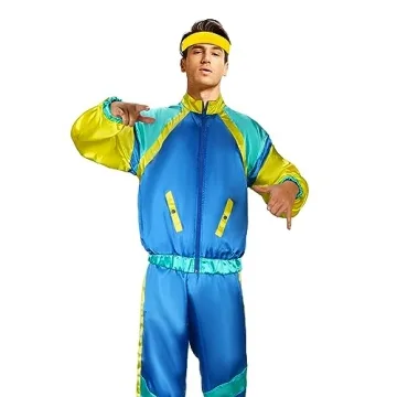 NIHONCOS Men 80s Party Costume Retro Tracksuit Set