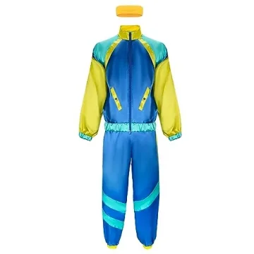 NIHONCOS Men 80s Party Costume Retro Tracksuit Set