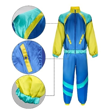 NIHONCOS Men 80s Party Costume Retro Tracksuit Set