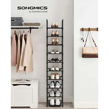 SONGMICS Shoe Rack, 10 Tier Shoe Shelf, Shoe Storage Organizer, Space-Saving, 13 x 13 x 68.1 Inches,...