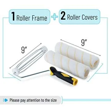 Bates - Paint Roller, 9 inch, Roller Frame with 2 Covers, Roller Naps 9 inch, Paint Roller Set, Roll...