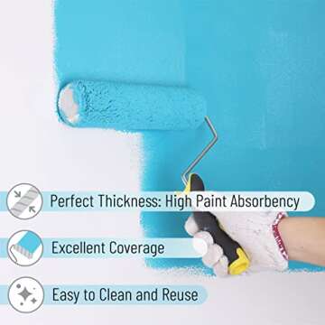 Bates - Paint Roller, 9 inch, Roller Frame with 2 Covers, Roller Naps 9 inch, Paint Roller Set, Roller Covers, Paint Roller Frame, 9 inch Paint Roller Cover, Roller Brush, Painting Roller Handle