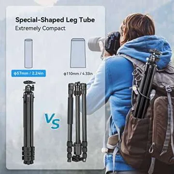 SmallRig AP-10 Carbon Fiber Tripod, 52.4" Lightweight Compact Camera Tripod with Detachable Monopod,...