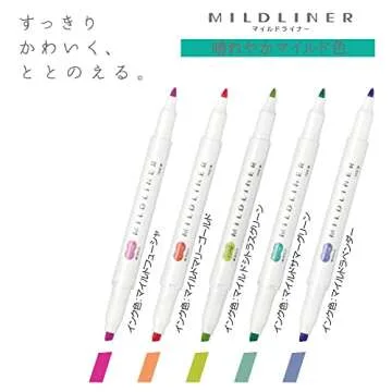 ZEBRA Highlighter Mildliner, 5 Bright Color Set (WKT7-5C-HC)