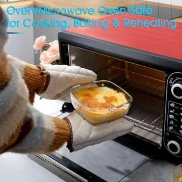 NUTRIUPS 0.8L Glass Casserole Dish with Lid Oven Safe Square Casserole Dish 5.9in Glass Microwave Bowl With Glass Lid Casserole Cookware (25oz-Mini)