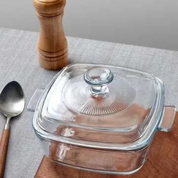 NUTRIUPS 0.8L Glass Casserole Dish with Lid Oven Safe Square Casserole Dish 5.9in Glass Microwave Bowl With Glass Lid Casserole Cookware (25oz-Mini)