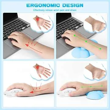 MANBASNAKE Cloud Mouse Pad Wrist Support,Leather Cushion Memory Foam,Leather Waterproof Coaster,Ergonomic Palm Rest for Computer,Laptop,Office Work,PC Gaming,Wrist/Elbow Pain Relief (Blue)