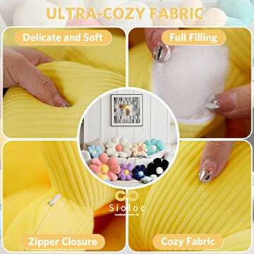 Sioloc Flower Pillow - Plush Flower Shaped Cushion