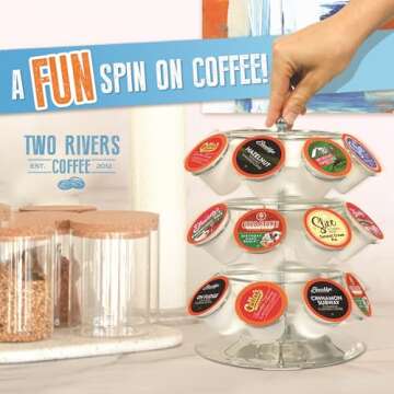 Two Rivers Coffee Pods Compatible with K Cup Brewers Including 2.0, Assorted Flavored Coffee 100 Count