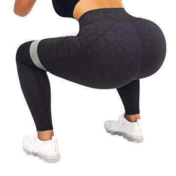 SUUKSESS Women Crossover Workout Leggings with Pockets High Waisted Gym Yoga Pants (Leopard Black, L)