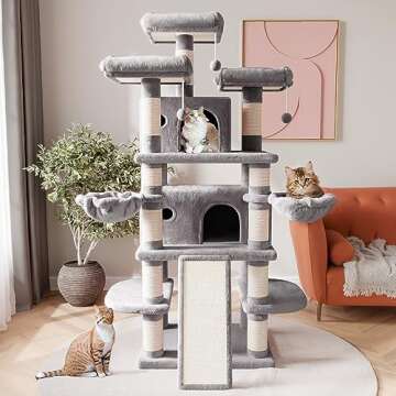 SHA CERLIN 68 Inches Multi-Level Large Cat Tree for Large Kitties/Big Cat Tower with Condo/Cozy Plus...