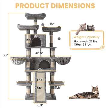68 Inch Multi-Level Cat Tree for Large Kitties