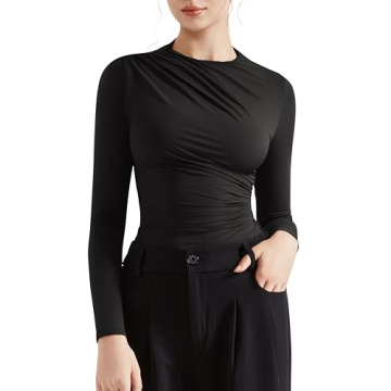 SUUKSESS Women Mock Neck Long Sleeve Tops for Business Casual