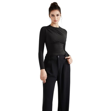 SUUKSESS Women Mock Neck Long Sleeve Tops for Business Casual