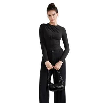 SUUKSESS Women Mock Neck Long Sleeve Tops for Business Casual