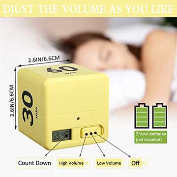 DQDEDIAN Cube Timer, Kitchen Timer with Gravity Flip Countdown Settings 15-20-30-60 Minutes for Time...