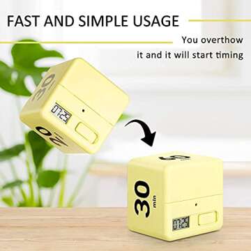 DQDEDIAN Cube Timer for Kitchen and Study with Gravity Flip