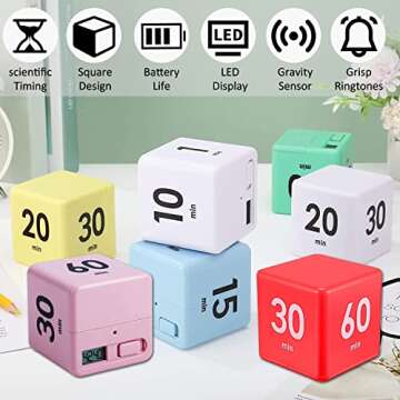DQDEDIAN Cube Timer for Kitchen and Study with Gravity Flip