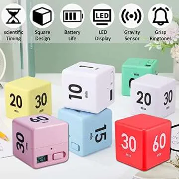 DQDEDIAN Cube Timer for Kitchen and Study with Gravity Flip