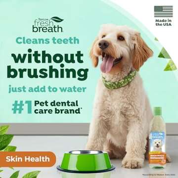 TropiClean Fresh Breath with Omega 3 & 6 for Skin Health Water Additive for Dogs | Breath Freshener and Teeth Cleaning Solution | 16oz.