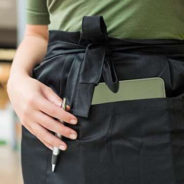 RSAquar Server Book with Zipper Pocket, Premium Leather Server Books for Waitress, Waiter Wallet Waitress Book Fit Server Apron, Agave Green