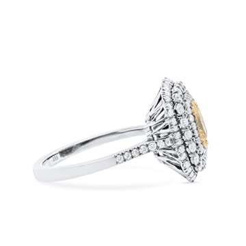 Light Yellow (Y-Z) Diamond Statement Ring 1.01Ct. (1.86Ct.TW) Radiant Shape Exquisite Design Elegant Dainty Statement Jewelry Gift For Women