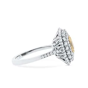 Light Yellow (Y-Z) Diamond Statement Ring 1.01Ct. (1.86Ct.TW) Radiant Shape Exquisite Design Elegant Dainty Statement Jewelry Gift For Women
