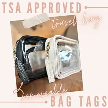 Lucky Love Diaper Bag Organizing Pouches | Set of 3 Including Diaper Clutch | Dry Wet Bag (Black Clear Trio Pouches w/Removable Tags)